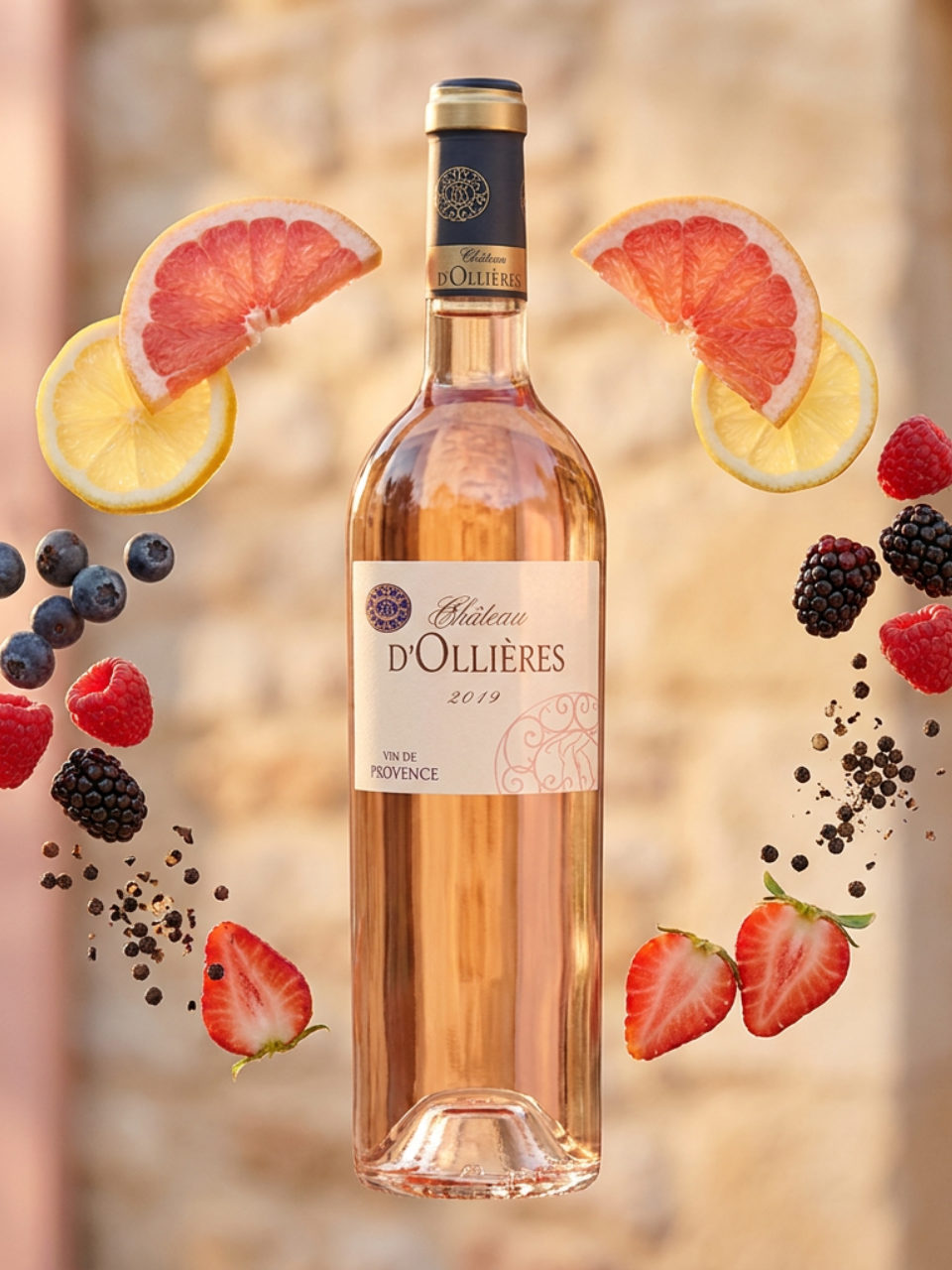 Productfoto van Chateau d'Ollières, rosé in het assortiment van De Proeverij
